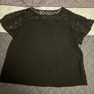 SHEIN Black Waist Length Boxy Blouse with Embellishments